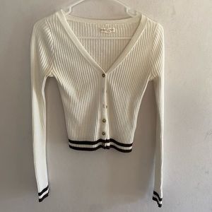 Girl’s Aeropostale Knit Sweatshirt Long Sleeve Size Small White & Brown New